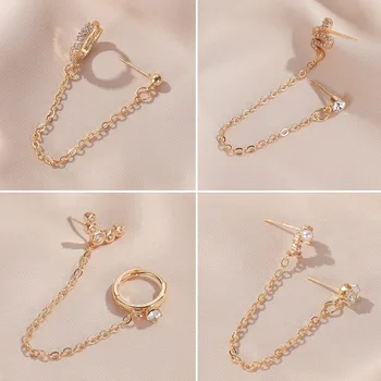 1 PCS Sweet Cute Moon Crystal Ear Cuff Pierced Clip Earring with Chian Trendy Simple Small Gold Color Snake Earrings Ear Jewelry
1 PCS Sweet Cute Moon Crystal Ear Cuff Pierced Clip Earring with Chian Trendy Simple Small Gold Color Snake Earrings Ear Jewelry