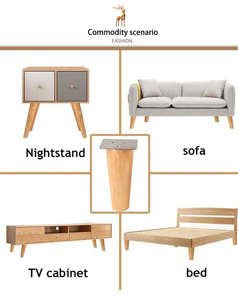 Description Picture 4 of item1pcs Solid Wood Legs for Furniture Replacement Straight Feet Cabinet Bed Sofa Dressing Table Chair Coffee Desk Inclined Foot