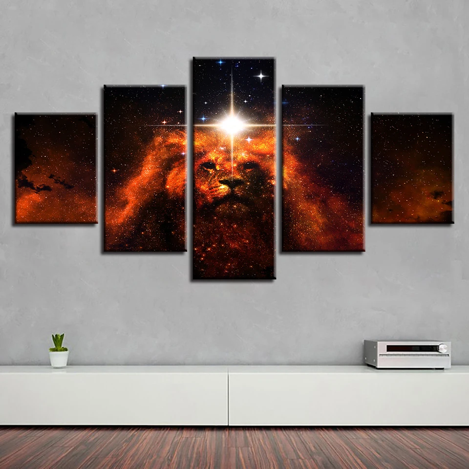 HD Printed Abstract Pictures Decor Living Room 5 Pieces Lion Nebula Landscape Posters Framework Modular Canvas Painting Wall Art
HD Printed Abstract Pictures Decor Living Room 5 Pieces Lion Nebula Landscape Posters Framework Modular Canvas Painting Wall Art
