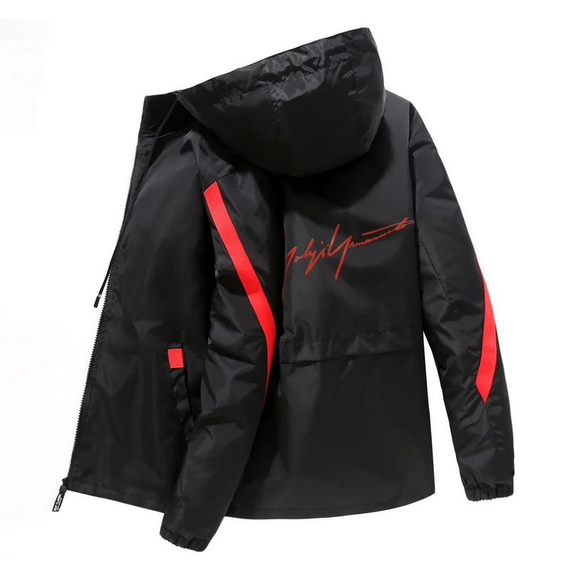 

2019 Men Fashion Windbreakers Jacket Thin Hodded Jackets Man Clothes Men's Clothing Clothes Letters Plus Size 4XL 5XL