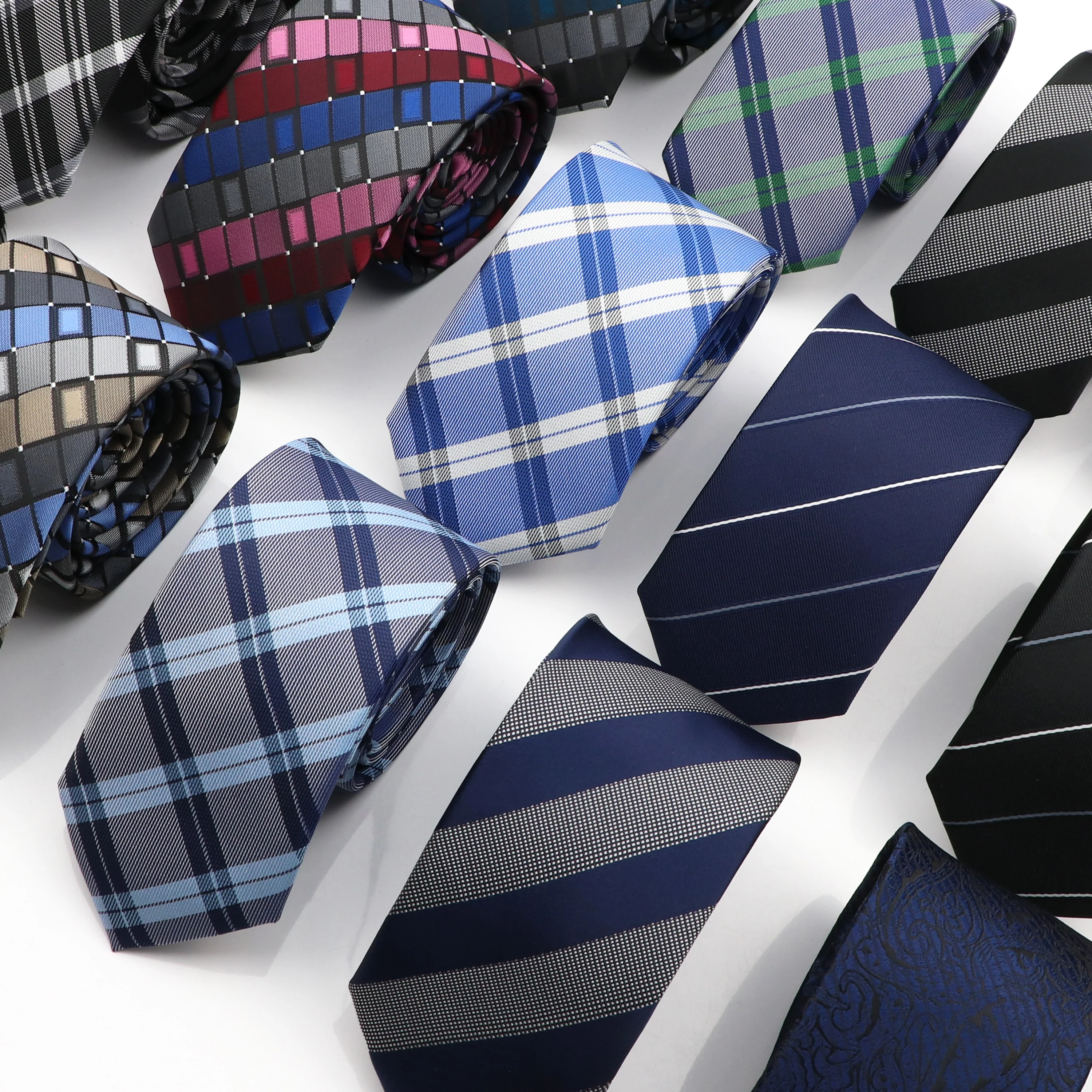 

30 Styles Men's Jacquard Striped Solid Color Necktie 6cm Slim Narrow Suit Shirt Accessory Daily Wear Cravat Wedding Party Gift