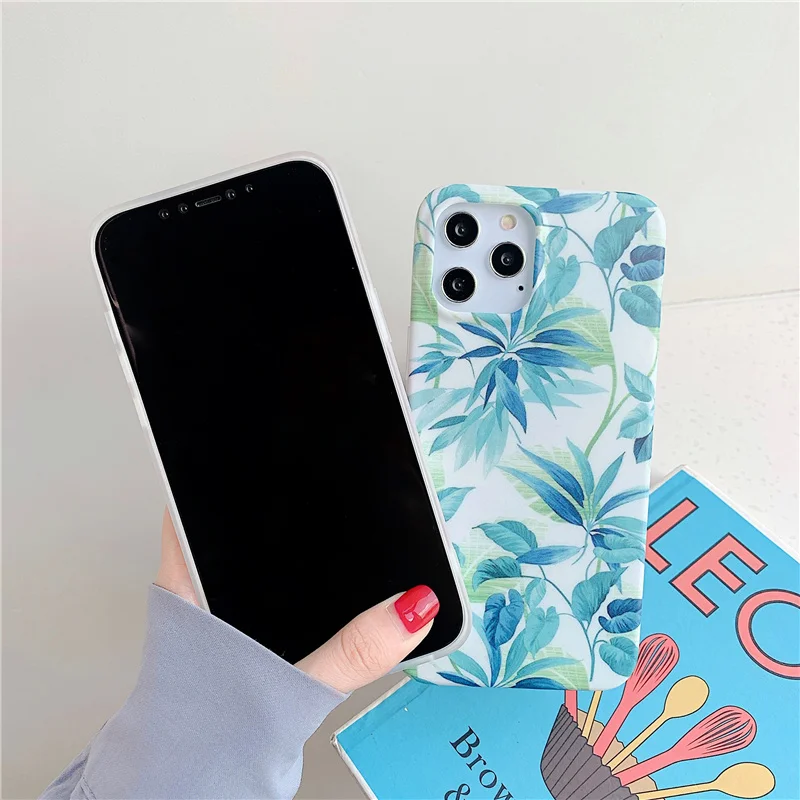 INS Plants flower painted Case for iphone 12 12Pro Max 11 11Pro X XR XS Max 7 8 Plus SE Matte soft silicone case Cover capa