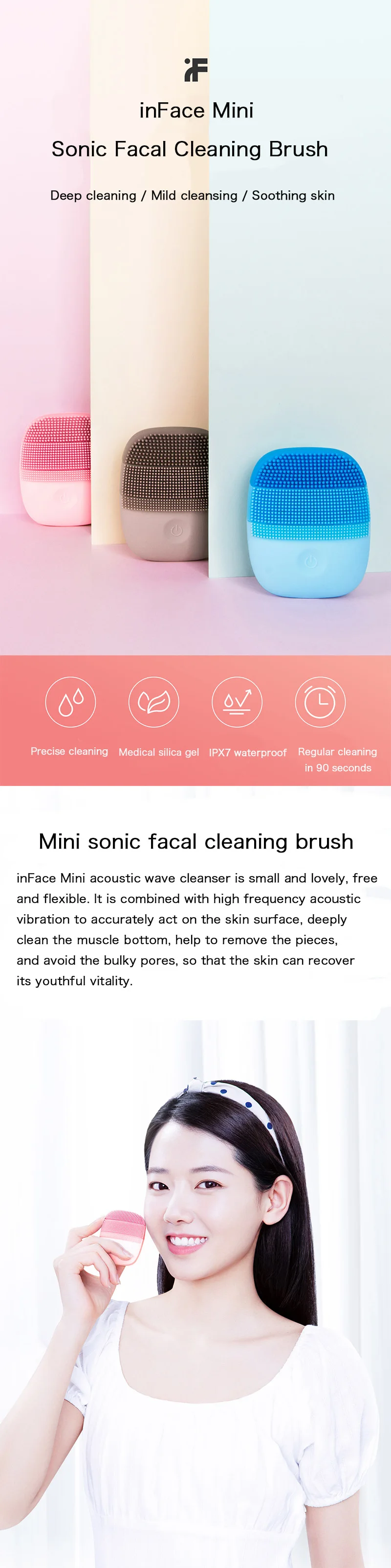 Xiaomi InFace Mini Sonic Silicone Deep Cleaning Face Washing Instrument 4