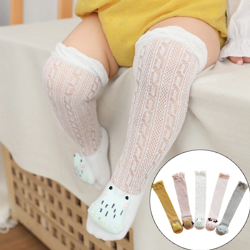 

1 pair of cute cotton children's 0-3 years old 3D cartoon doll animal summer thin baby net stockings for girls and boys