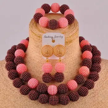 fashion brown and peach african beads jewelry set simulated pearl costume women necklace nigerian wedding set
fashion brown and peach african beads jewelry set simulated pearl costume women necklace nigerian wedding set