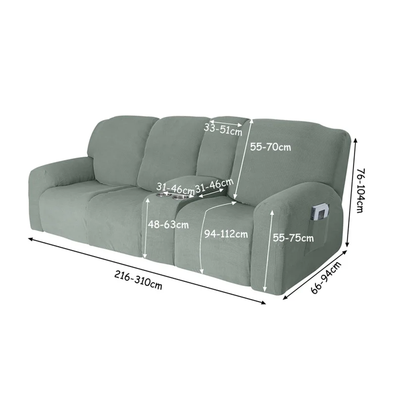 Housse extensible pour fauteuil inclinable 3 places, avec porte-gobelet, en polaire, pour salon Housse extensible pour fauteuil inclinable 3 places, avec porte-gobelet, en polaire, pour salon
