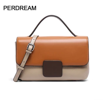 Fashion wild bag female first layer cowhide handbag shoulder slung casual contrast color leather female bag
Fashion wild bag female first layer cowhide handbag shoulder slung casual contrast color leather female bag