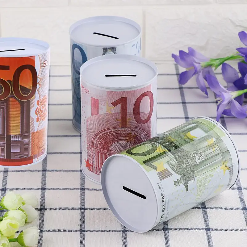 Фото Креативная копилка с металлическим цилиндром в виде доллара евро для экономии