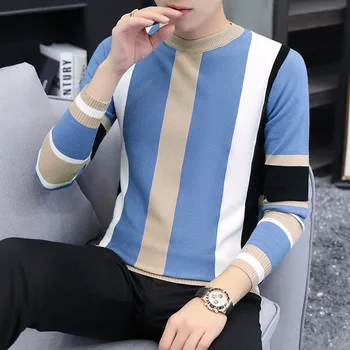 2020 Men's Autumn New round Neck Sweater Youth Fashion Cool Vertical Stripes Color Matching Bottoming Sweater
2020 Men's Autumn New round Neck Sweater Youth Fashion Cool Vertical Stripes Color Matching Bottoming Sweater