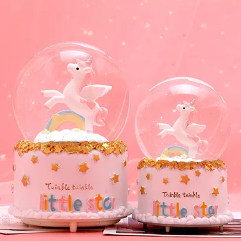 Action Figure Cartoon Rainbow Unicorn Drifting Snow Globe Rotating Music Box Glass Romantic Crystal Ball Creative Bedroom Decor
Action Figure Cartoon Rainbow Unicorn Drifting Snow Globe Rotating Music Box Glass Romantic Crystal Ball Creative Bedroom Decor