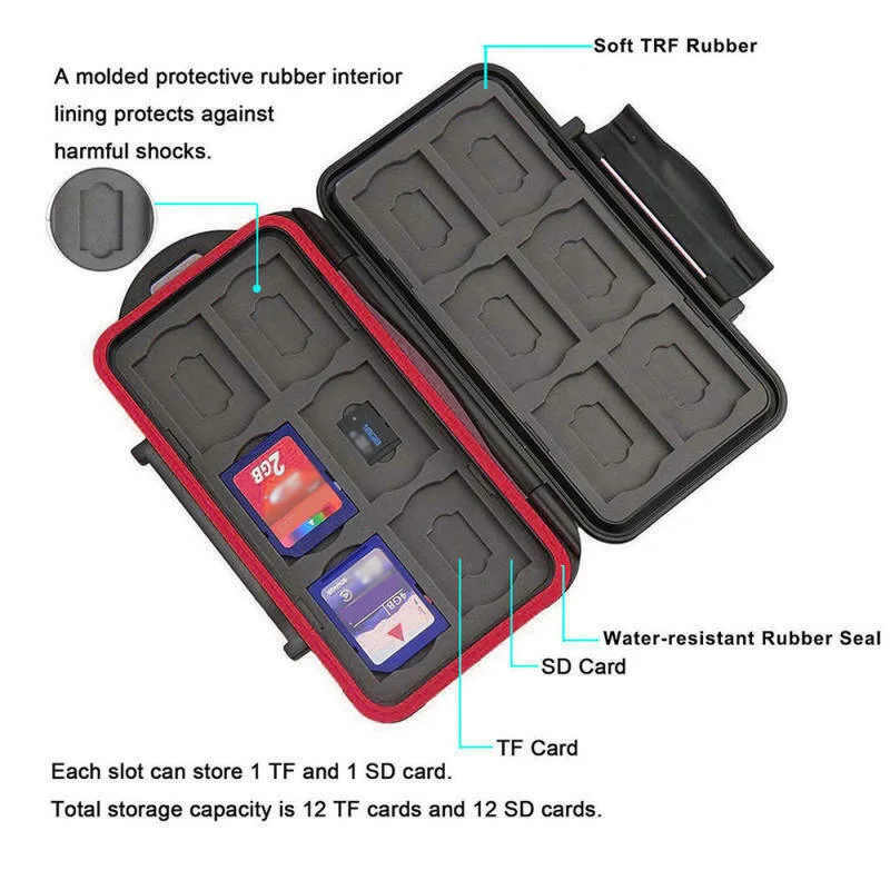 SD MicroSD Memory Card Case Holder Hard Storage Wallet Anti-shock Waterproof Retaining holes for easy carrying
SD MicroSD Memory Card Case Holder Hard Storage Wallet Anti-shock Waterproof Retaining holes for easy carrying