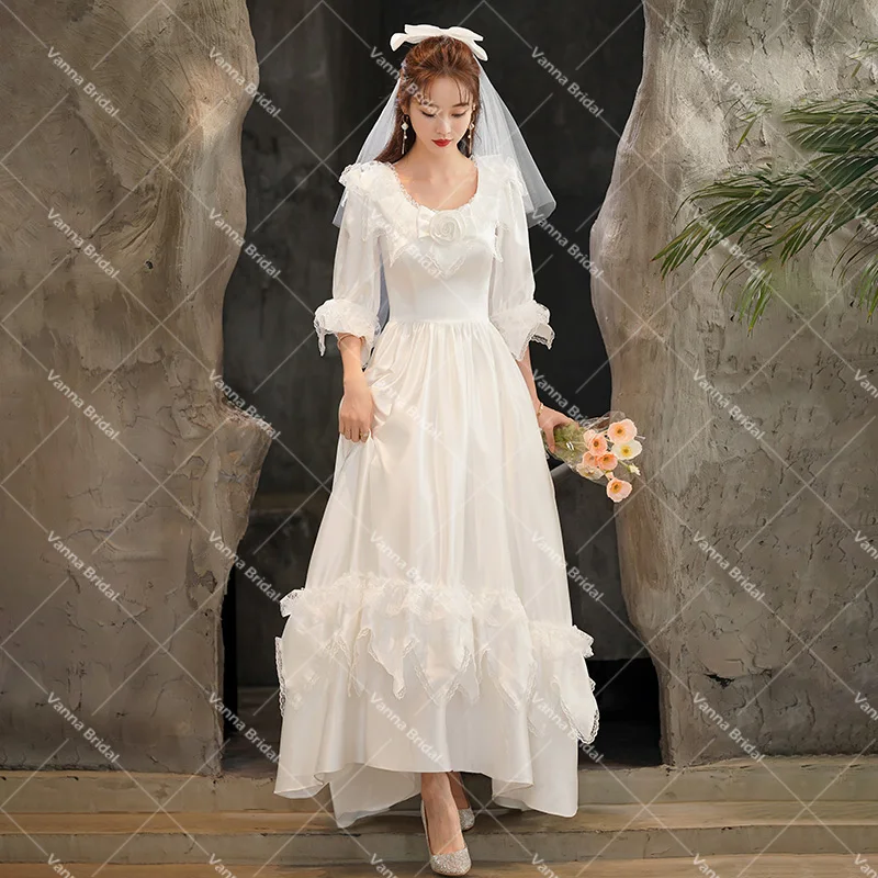 Half Sleeves Lace Ruffle Vintage Victorian Wedding Dress Ankle Length Scoop Neck Corset Photography Floral Princess Bridal Gown
Half Sleeves Lace Ruffle Vintage Victorian Wedding Dress Ankle Length Scoop Neck Corset Photography Floral Princess Bridal Gown