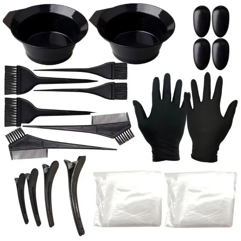 22pcs Hair Dye Coloring DIY Tool Kit Brush Comb Ear Cover Comb Mixing Bowl Salon Apron Disposable Gloves Clips
22pcs Hair Dye Coloring DIY Tool Kit Brush Comb Ear Cover Comb Mixing Bowl Salon Apron Disposable Gloves Clips