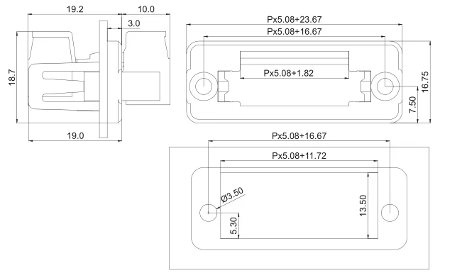 Description Picture 4 of item5sets 5.08 Through-wall Welding-free Terminal 2P/3P/4P/5P/6P/7P/8P/10P 2EDGWC 5.08mm Fixed Terminal on The Plug-in Panel