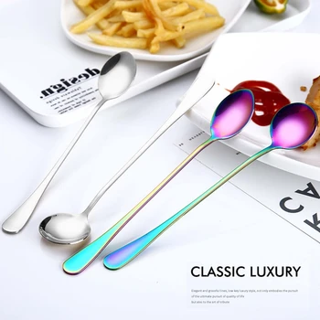 Stainless Steel Tableware Magic Color Silver Handle Long Ice Round Spoon, Pointed Spoon Stirring Coffee Spoon Set Of 6 Pieces
Stainless Steel Tableware Magic Color Silver Handle Long Ice Round Spoon, Pointed Spoon Stirring Coffee Spoon Set Of 6 Pieces