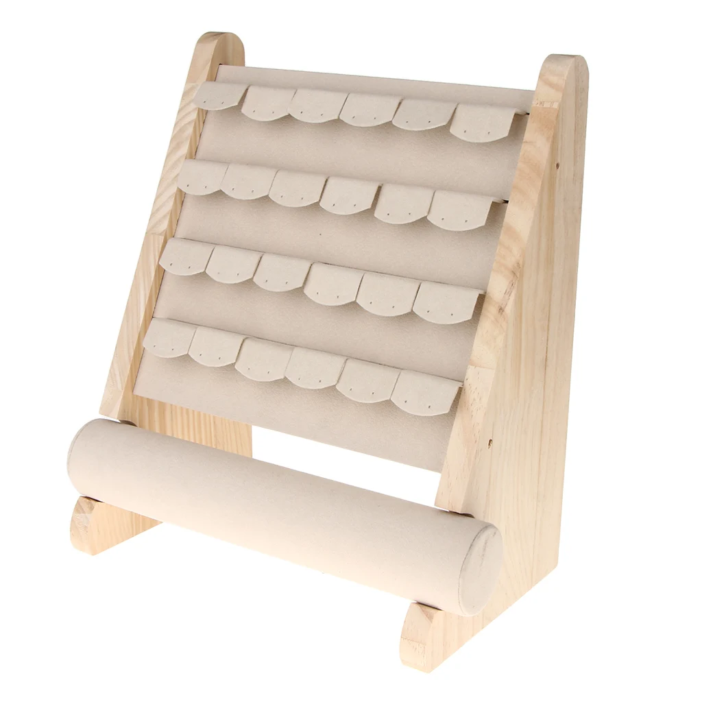 Unfinished Wood Jewellery Organizer Rack Hook Earrings Holder Hanger Necklace Watch Bracelet Stand Display Storage Unfinished Wood Jewellery Organizer Rack Hook Earrings Holder Hanger Necklace Watch Bracelet Stand Display Storage