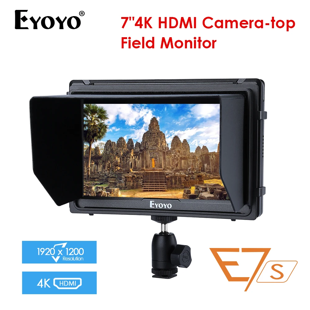 Eyoyo E7S 7" IPS Camera Field Monitor 4K HDMI Input Loop Output FHD 1920X1200 8 Bit LCD Monitor for DSLR Stablizer Video Assist
Eyoyo E7S 7" IPS Camera Field Monitor 4K HDMI Input Loop Output FHD 1920X1200 8 Bit LCD Monitor for DSLR Stablizer Video Assist