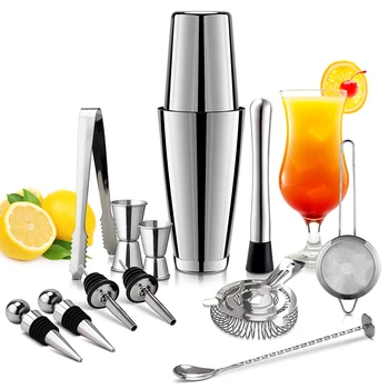 

13Pcs Stainless Steel Cocktail Shaker Set Ice Tong Mixer Wine Martini Boston Shaker For Bartender Drink Party Barware Tool 750ML