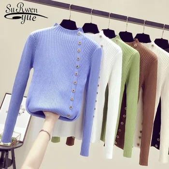 Autumn Winter 2019 New Long Sleeve Knitted Sweater Women Half High Neck Slim Solid Bottoming Shirt Button Elasticity 7245 50
Autumn Winter 2019 New Long Sleeve Knitted Sweater Women Half High Neck Slim Solid Bottoming Shirt Button Elasticity 7245 50
