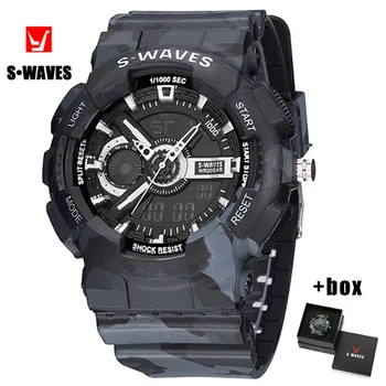 SWAVES Plastic Relogio Masculino Sport Waterproof Electronic Clock Wristwatch Mens Dual Display Quartz Army Men Watch With Box
SWAVES Plastic Relogio Masculino Sport Waterproof Electronic Clock Wristwatch Mens Dual Display Quartz Army Men Watch With Box