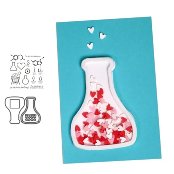 

JC Love Heart Flowers Vase Chemical Equation Metal Cutting Dies and Stamps Scrapbook Craft Stencil Card Make Album Sheet Die Cut
