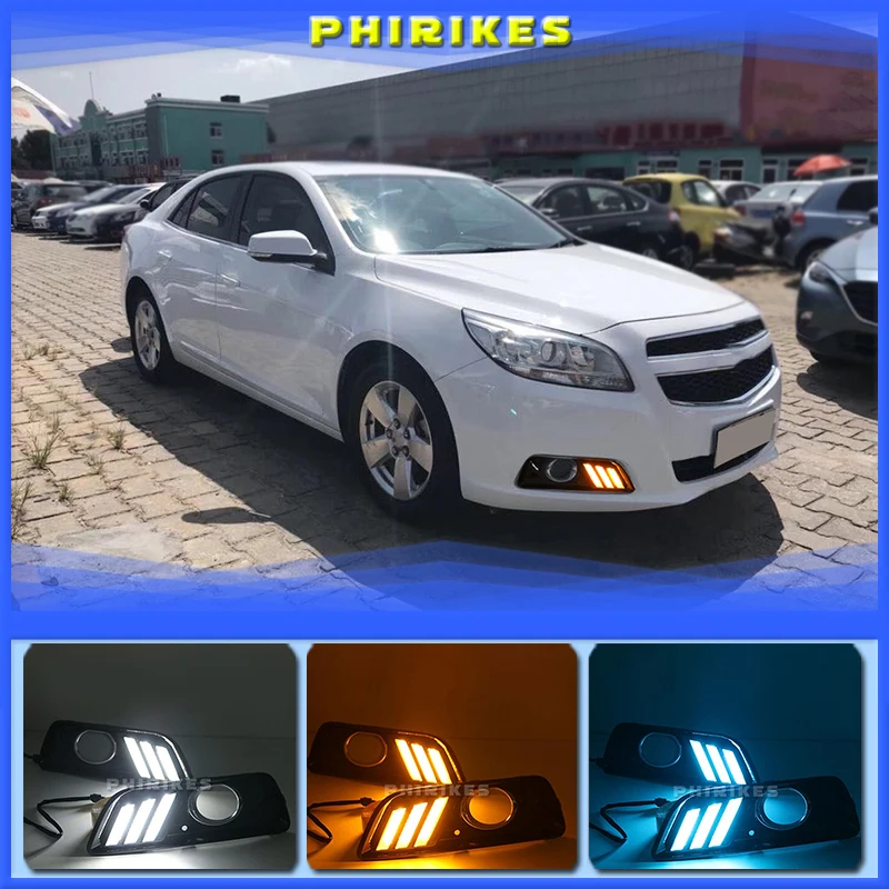 

2Pcs DRL Fog Lamp For Chevrolet chevy Malibu 2011 2012 2013 2014 2015 With Yellow Signal LED Daytime Running Lights