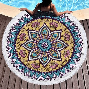 Round printed beach towels, bath towels, microfiber plus tassels, soft touch, new geometric styles Colorful Quicksand Pattern
Round printed beach towels, bath towels, microfiber plus tassels, soft touch, new geometric styles Colorful Quicksand Pattern
