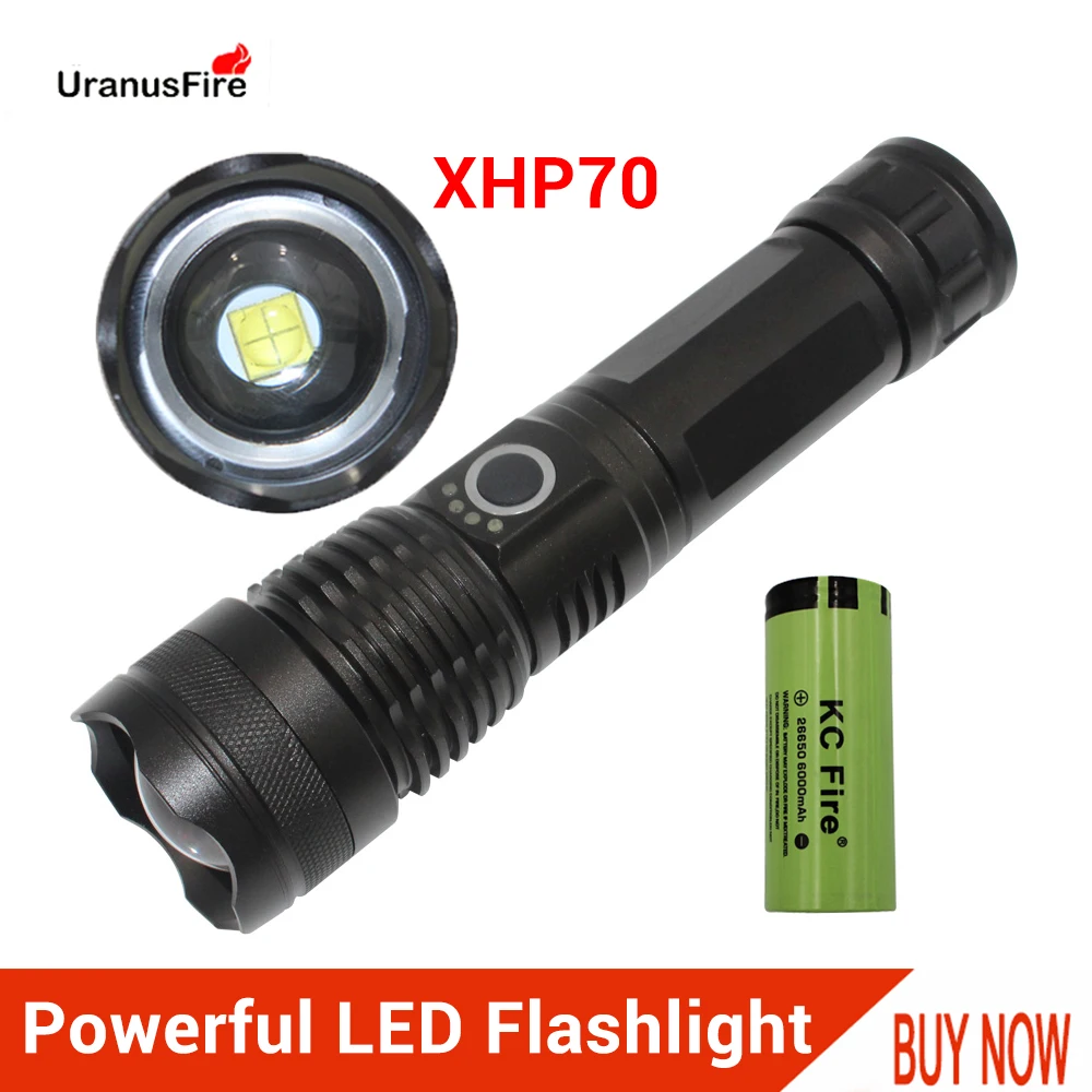 XLamp XHP70 Most Powerful LED Flashlight Torch USB Rechargeable Zoom Tactical 26650 Battery Waterproof IPX4 Hunting Flashlight
XLamp XHP70 Most Powerful LED Flashlight Torch USB Rechargeable Zoom Tactical 26650 Battery Waterproof IPX4 Hunting Flashlight
