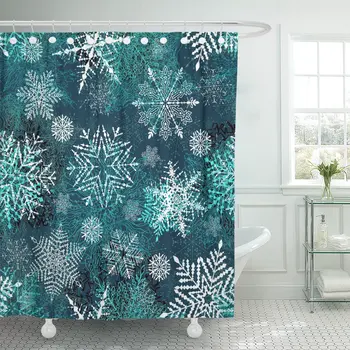 Blue Turquoise Christmas Snowflakes Raster Watercolor Pattern White Abstract Shower Curtain Waterproof Polyester 60 x 72 inches
Blue Turquoise Christmas Snowflakes Raster Watercolor Pattern White Abstract Shower Curtain Waterproof Polyester 60 x 72 inches