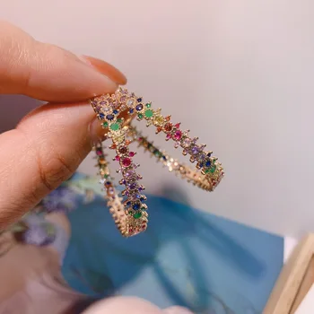 Bilincolor exaggerated fashion dazzle color micro set zircon earrings earrings for women weeding party and gift 
Bilincolor exaggerated fashion dazzle color micro set zircon earrings earrings for women weeding party and gift