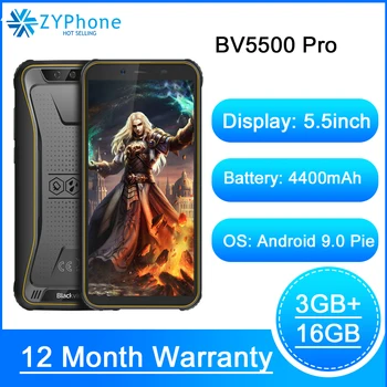 

Blackview BV5500 Pro Original IP68 Waterproof 5.5" Rugged Smartphone 4400mAh 3GB 16GB Android 9.0 Pie 4G Mobile Phone Outdoor