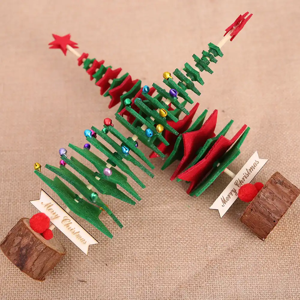 wooden christmas tree decoration christmas diy non-woven small