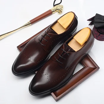 Men Genuine Leather Dress Shoes Luxury Brand Mens Italian Design Black Calf Laces Up Pointed Toe Wedding Business Shoes
Men Genuine Leather Dress Shoes Luxury Brand Mens Italian Design Black Calf Laces Up Pointed Toe Wedding Business Shoes