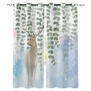 Animal Elk Watercolor Leaves Window Curtains Living Room Kitchen Curtains for Bedroom Left and Right Biparting Open Curtains
Animal Elk Watercolor Leaves Window Curtains Living Room Kitchen Curtains for Bedroom Left and Right Biparting Open Curtains