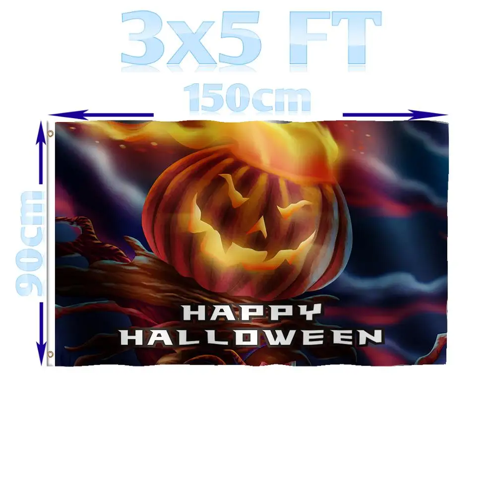 BENFACTORY Store 3x5 ft Happy Halloween with Big Fire Pumpkin Flag Single Layer 100D Polyester Wider Reinforced Brass Grommets
BENFACTORY Store 3x5 ft Happy Halloween with Big Fire Pumpkin Flag Single Layer 100D Polyester Wider Reinforced Brass Grommets