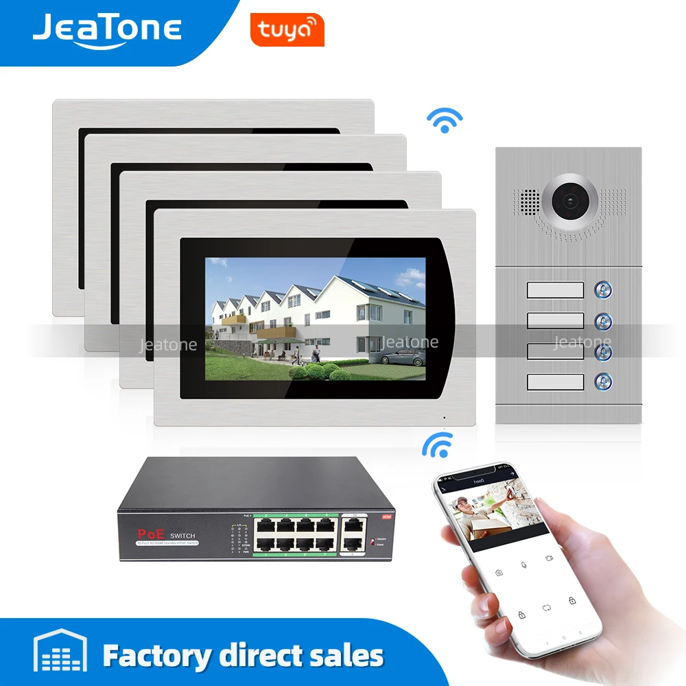4-Family Door Access Control System 720P 7'' WiFi IP Video Door Phone Video Intercom Tuya Smart APP Remote Unlock POE Supported
4-Family Door Access Control System 720P 7'' WiFi IP Video Door Phone Video Intercom Tuya Smart APP Remote Unlock POE Supported