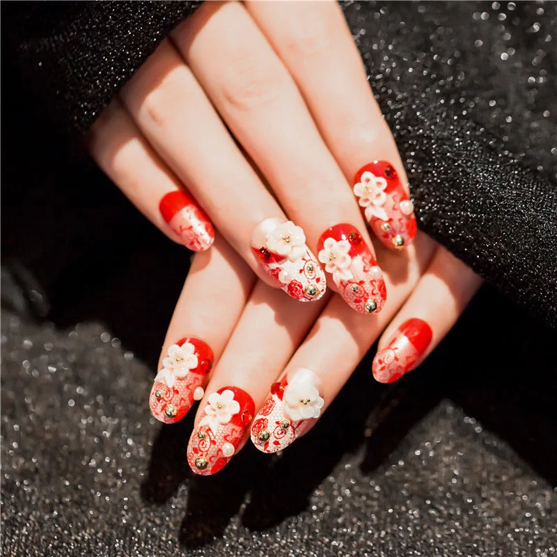 24pcs/set Pre Design Exquisite 3D Flowers Artificial Nail Tips for Bride Wear Detachable Fake Nails with Back Sticker press on
24pcs/set Pre Design Exquisite 3D Flowers Artificial Nail Tips for Bride Wear Detachable Fake Nails with Back Sticker press on
