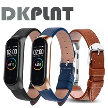 Coloré en cuir noir Rose boîtier en or bracelet de montre intelligente pour Xiaomi Mi bande 4/3 bracelet pour xiaomi mi bande 4 bracelet Miband 4 bracelet(China)