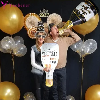 

Large Champagne Bottle Foil Balloons Christmas Decorations for Home Ornaments 2021 Happy New Year Eve Party supplies Globos