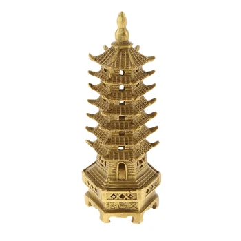 

Chinese Ancient Hand-Made Copper Pagoda WenChang Ornament Decor Crafts Figurine Statue Tower Model Home Decoration Crafts