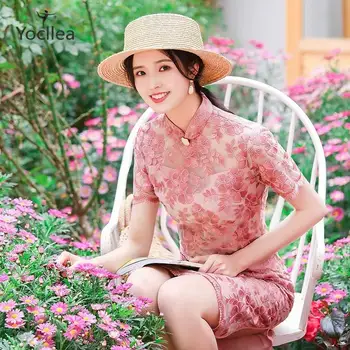 Lace girl embroidery Cheongsam 2020 New Summer Dress Women's mid long double layer slim retro Sexy Qipao Chinese dresses
Lace girl embroidery Cheongsam 2020 New Summer Dress Women's mid long double layer slim retro Sexy Qipao Chinese dresses