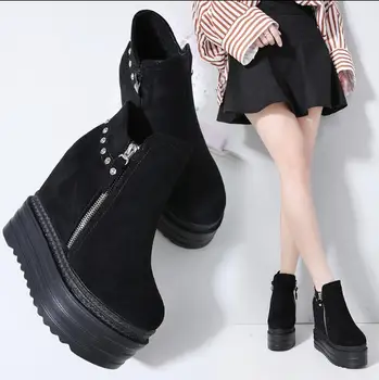 13CM super high heel wedge heel waterproof platform thick bottom round side zipper women's shoes
13CM super high heel wedge heel waterproof platform thick bottom round side zipper women's shoes