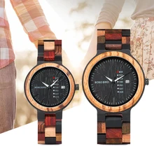 

BOBO BIRD Wood watch Lover Couple Watches Men Show Date Ladies Wristwatch Women Quartz Male bayan kol saati Gift in Wood Box