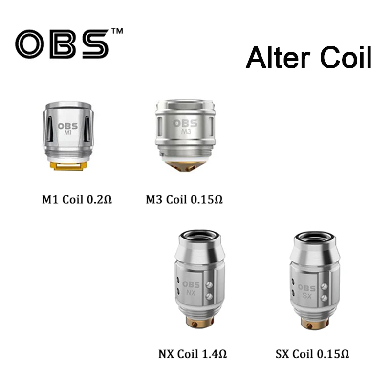 5pcs/lot OBS ALTER Coil SX 0.15ohm /NX 1.4ohm/ M1 0.2ohm /M3 0.15ohm coil head for OBS ALTER Pod Kit Replacement coils
5pcs/lot OBS ALTER Coil SX 0.15ohm /NX 1.4ohm/ M1 0.2ohm /M3 0.15ohm coil head for OBS ALTER Pod Kit Replacement coils