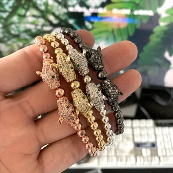 Stainless Steel Bracelet Men's Beaded Transit Bead Bracelet Leopard Head Bracelet Micro Inlaid Zircon Woven Men's Zircon Bangle
Stainless Steel Bracelet Men's Beaded Transit Bead Bracelet Leopard Head Bracelet Micro Inlaid Zircon Woven Men's Zircon Bangle