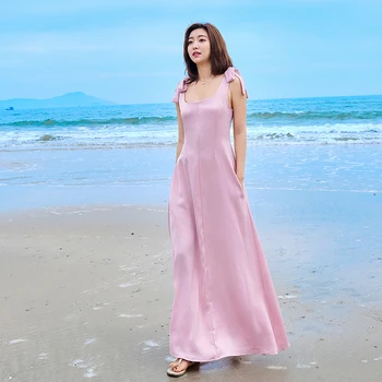 CINESSD Boho Dress for women summer Pink Sleeveless square neck satin Loose Ladies casual Maxi Long Beach Dresses 
CINESSD Boho Dress for women summer Pink Sleeveless square neck satin Loose Ladies casual Maxi Long Beach Dresses