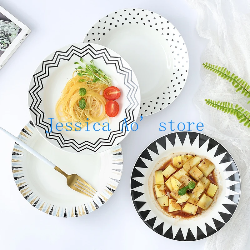 

20cm 8in Nordic Kitchen Pasta Plate Cute Hat Shape Plate Japanese Deep Soup Dishes Ceramic Plates Western Food Plate Set