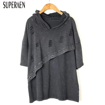 SuperAen T Shirts Women Harajuku 2020 Summer New Wild Cotton Fashion Ladies T Shirts Hooded Holes Short Sleeve Tops Female
SuperAen T Shirts Women Harajuku 2020 Summer New Wild Cotton Fashion Ladies T Shirts Hooded Holes Short Sleeve Tops Female