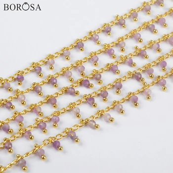 BOROSA 3Meters Gold Color 2mm Amethysts Beads Faceted Chains Natural Crystal Quartz Beads Brass Chains JT262 
BOROSA 3Meters Gold Color 2mm Amethysts Beads Faceted Chains Natural Crystal Quartz Beads Brass Chains JT262