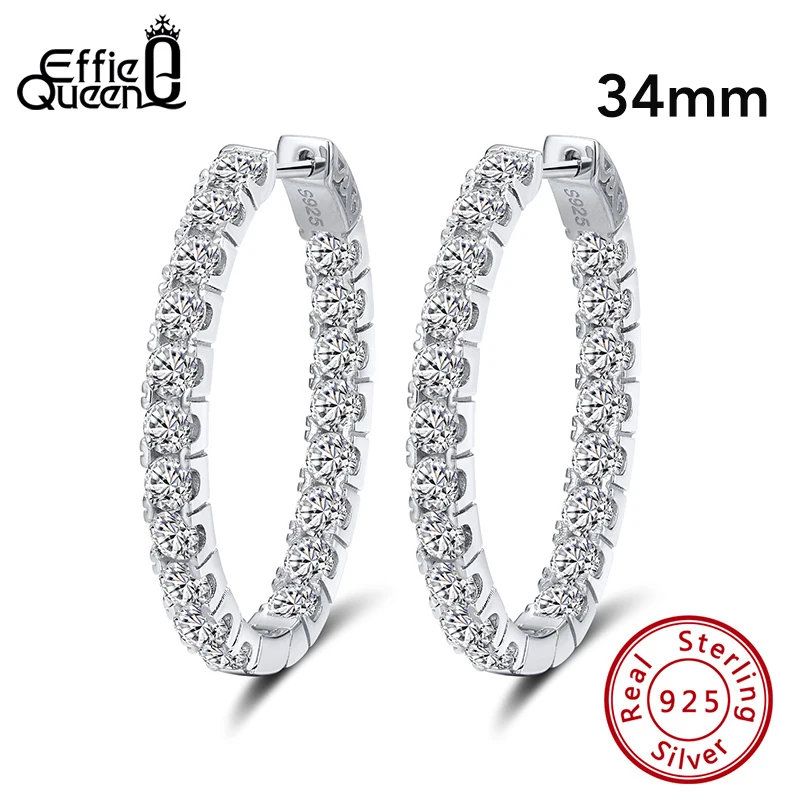 Effie Queen Oval Big Hoop Earring 34mm Real 925 Sterling Silver with Full Zircon Earring for Jewelry Wedding Party Gift BE223
Effie Queen Oval Big Hoop Earring 34mm Real 925 Sterling Silver with Full Zircon Earring for Jewelry Wedding Party Gift BE223